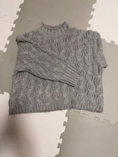 グレー ケーブルニット 長袖のサムネイル