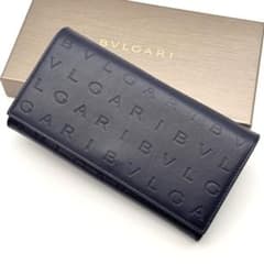 希少 極美品✨ブルガリ インフィニートゥム ラージウォレット レザー ネイビー 希少 極美品✨ブルガリ インフィニートゥム ラージウォレット レザー