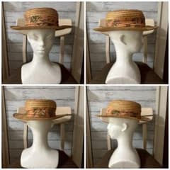 アニマル サバンナ バンダナ柄 麦わら帽子 浅め 古着屋購入