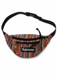 Supreme ストライプ ウエストバッグ ボディバッグ 総柄 マルチカラー
