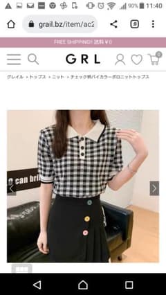 (新品未使用)ＧＲＬ黒白チェック柄半袖ポロシャツのサムネイル