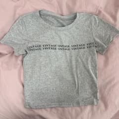 VINTAGE ロゴプリント クロップド Tシャツグレー グランジ 平成 y2kのサムネイル