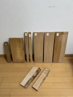 広葉樹 端材 9点（キハダ・カヤ・カバ・メープル・トチ） DIY 木材 耳付のサムネイル