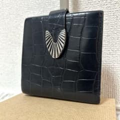 【美品✨クロコ/コンパクトウォレット】TOGA 折り財布　ブラック　レザー　男女 美品✨クロコ/コンパクトウォレット】トーガ 折り財布 ブラック レザー
