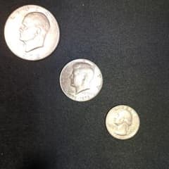 アメリカドル3点硬貨 アイゼンハワー１ドル ケネディハーフドル クゥオタードルのサムネイル