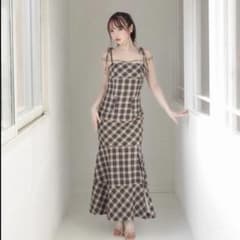 andmary Cecily check long dress - メルカリ
