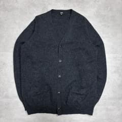 ユニクロ カーディガン ウール100％ XL チャコールグレー Vネック 長袖のサムネイル