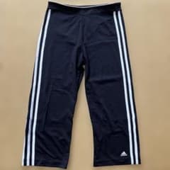 adidas クロップド タイツパンツ 3ストライプス Mブラックのサムネイル