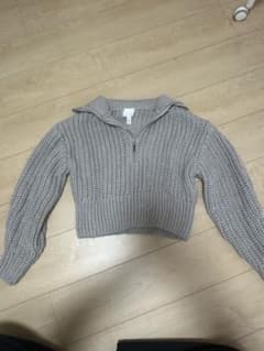 H&M ハーフジップ ニット グレー Sのサムネイル