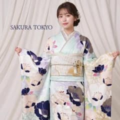 成人式 振袖 フルセット 正絹 水色地 椿 150cm~160cm用【1020】 - メルカリ