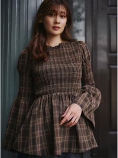 Her lip to Checked Flared Peplum Top - メルカリ