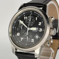 美品 TIMEX 腕時計 メンズ ブラック 新品電池 クロノグラフ デイト