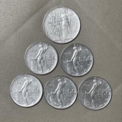 イタリア 旧貨幣 100リラ1枚 50リラ5枚 計6枚セット アンティーク 