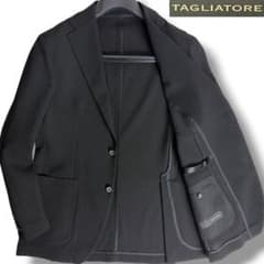 J6095 美品 タリアトーレ ダカールワッフルテーラードジャケット 黒 48