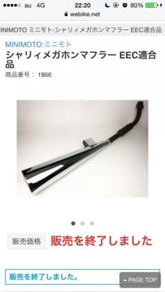シャリィメガホンマフラーEEC適合品❤️新品、未使用‼️のサムネイル