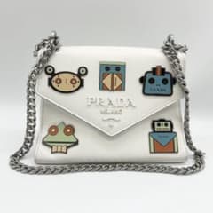 希少 PRADA プラダ ロボット チェーンショルダー バッグ ホワイト 