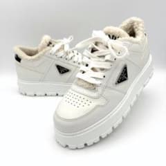 美品✨希少 プラダ PRADA 三角ロゴ スニーカー 37 ボア トライアングル 