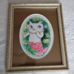 川和千鶴にゃんぎょ姫 水彩画 額装 - メルカリ