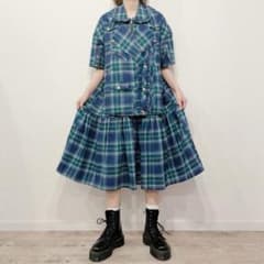 HEIHEI ヘイヘイ ライダースドレス ワンピース チェック グリーン 緑 HEIHEI ヘイヘイ ライダースドレス ワンピース チェック グリーン 緑
