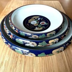 和食器 鉢 3点セット 菊紋様 藍色 陶器のサムネイル