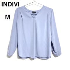 トリアセテートブラウス INDIVI インディヴィ M 薄紫 Vネック きれいめのサムネイル