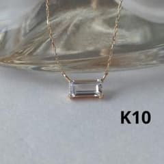 未使用 ツツミ ホワイトトパーズ ネックレス スクエア K10 イエロー