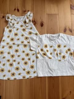 ブランシェス　ひまわり柄　ワンピース とTシャツセット　120 男女双子のサムネイル