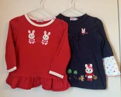 MIKI HOUSE 長袖Tシャツ うさこ 2枚セット - メルカリ