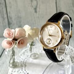 電池交換済】agete アガット 腕時計 ラウンド ゴールド スモセコ  