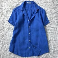 45R リネンシャツ 半袖 レギュラーカラー ブルー 日本製 - メルカリ