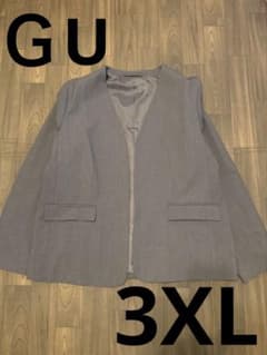 G U ジーユー　ジャケット　スーツ　グレー　3XL ノーカラーのサムネイル