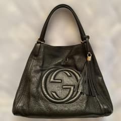 GUCCI グッチ ソーホートートバック 肩かけ シボ レザー黒のサムネイル