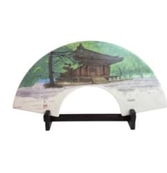 平山郁夫 陶画『富貴寺大堂』台座付き 日本画巨匠 オブジェ 額装/陶板