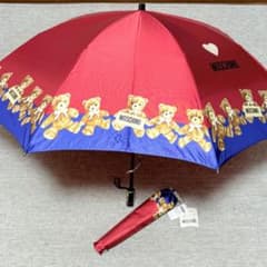 美品 MOSCHINO モスキーノ ベア クマ ハート 晴雨兼用折りたたみ
