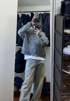 ZARA グレー ダブルジップパーカー ルーズフィット(最終値下げ)のサムネイル