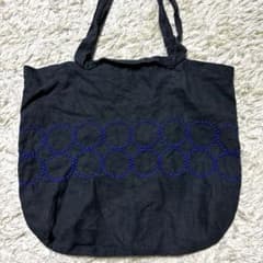 ミナペルホネン タンバリン 麻 リネン100% トートバッグ 黒 チャコール 