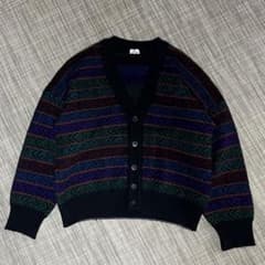 80sフランス製 Neiman-Marcus 総柄カーディガン ブラック 黒