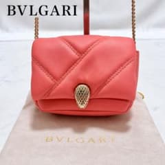 極美品 BVLGARI セルペンティ カボション マイクロ チェーン ピンク系 