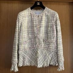 CHANEL ノーカラージャケットカメリアガーメントカバーハンガー付き