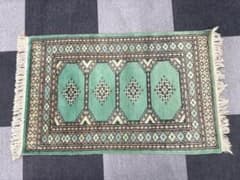 パキスタン絨毯 手織り ウールラグ エメラルドグリーン 121cm×78cm 