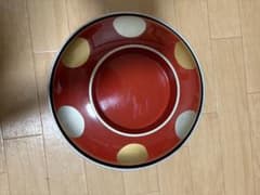 朱塗り 蓋付き 菓子器 大鉢 直径30cm 漆器風 金彩 和食器のサムネイル