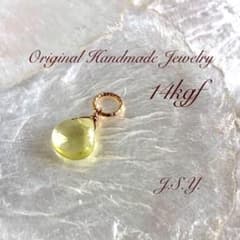 天然石 ネックレス チャーム レモンクォーツ 14kgf ピアス チャーム