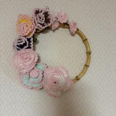 ハンドメイド かぎ針編み フラワー 壁掛け インテリアのサムネイル