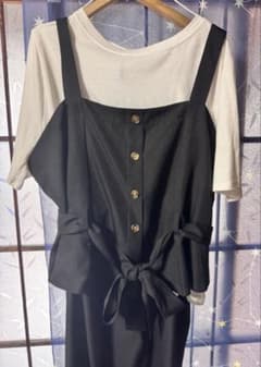 黒（上下）白Tシャツ3点パンツセットアップ 3Lのサムネイル