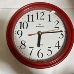 【昭和レトロ】Maruman 赤い掛け時計 正方形 80sMARUMANヴィンテージ サーカスデザイン 壁掛け時計 クロック