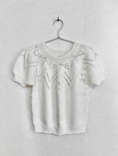 ハンドメイド レース編み半袖ニットのサムネイル
