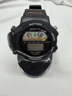 ACTION SPORTS デジタル腕時計 100M防水 ブラック - メルカリ