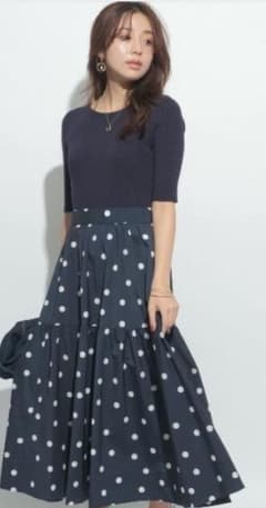 ジャスグリッティー 定価2.6万 微光沢 ドットスカート コンビ ワンピース ジャスグリッティー 定価2.6万 微光沢 ドットスカート コンビ