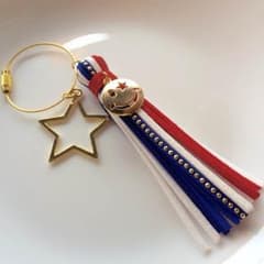 タッセル バッグチャーム  ニコちゃん スマイル トリコロール フランス 星のサムネイル