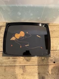 高級漆器 蒔絵 長手盆 鼓・扇文様 黒塗 金彩 角盆 お盆 茶道具 お正月 高級漆器 蒔絵 長手盆 鼓・扇文様 黒塗 金彩 角盆 お盆 茶道具 お正月